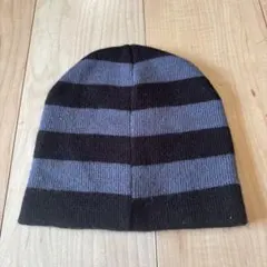黒とグレーのストライプ ニット帽 52-56cm