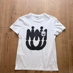 MIU MIU ロゴ 半袖 Tシャツ XS ホワイト ブラック シンプル 刺繍のサムネイル