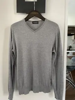【美品・春向け】ジョンスメドレー 長袖 コットンニット ライトグレー M