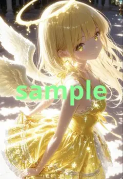 ゴールドの天使と動物のイラスト額付き発送♥a4ポスター - メルカリ