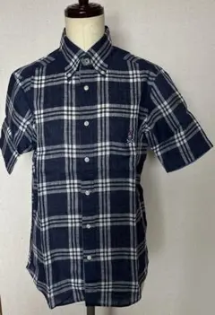 新品　FAIRFAX 半袖チェックシャツ ネイビー男女兼用