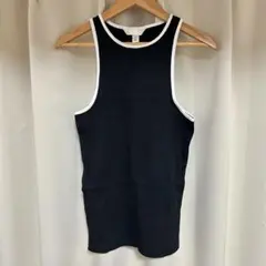 【H&M】バイカラータンクトップ　ブラック(新品タグ付き)