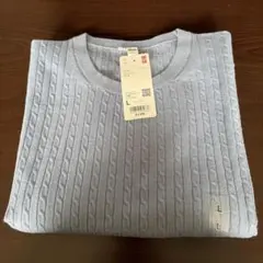 【新品未使用】UNIQLO ミニケーブルクルーネックセーターL