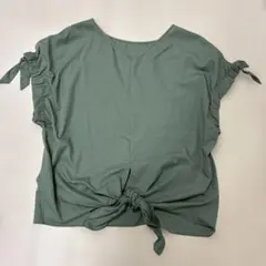 グローバルワーク リボンデザインカットソー ブラウス グリーン L