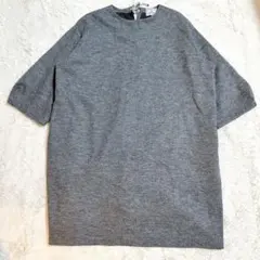 THE FACTORY ワンピース　グレー　羊毛　膝丈　リボン　ゆったり大きめ