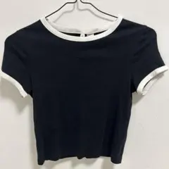 クロップドTシャツ ブラック M 半袖