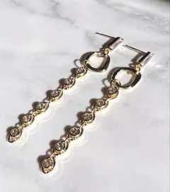 115 ジルコニア　ロングピアス　ゴールド　クリア　揺れる