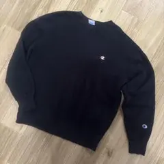 チャンピオン 黒 トレーナー プルオーバー スウェット ワンポイント 長袖 L