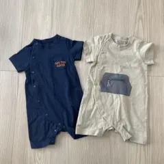 ロンパース2点セット ネイビー ベージュ