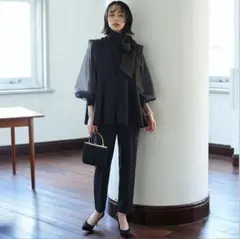 RUIRUEブラックリボン付きパンツスーツ