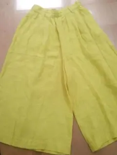 motomi.m イエロー　リネン　麻　ワイドパンツ　フレンチブリュ　黄色