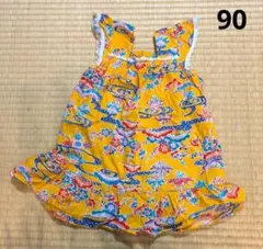 沖縄民族衣装　花柄コットンワンピース イエロー