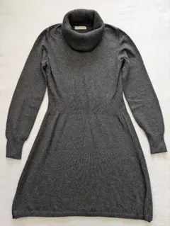 ユニクロ　カシミア100オフタートルニットチュニック　Ⅼ　チャコールグレー