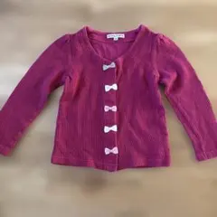 anyFAM ピンク リボン付きカーディガン 110