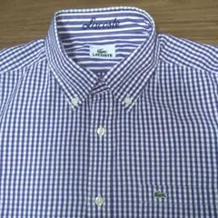 LACOSTE 紫チェックシャツ サイズ4　クリーニング済み（タグ付き）
