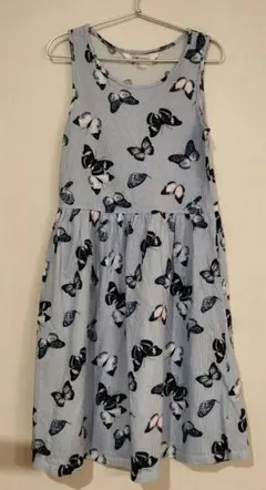 蝶柄ノースリーブワンピース 100%コットン