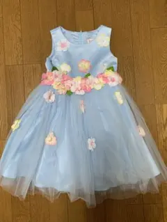 リトルプリンセス　水色　花びら ベビードレス 110cm 結婚式