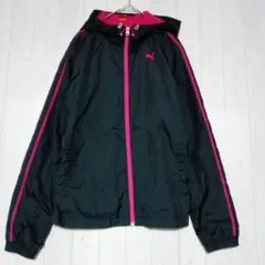 プーマ ジャンパー シャカシャカ ジップアップ ブラック ピンク M