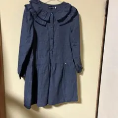 BeBe フリル襟 チェック柄ワンピース 150