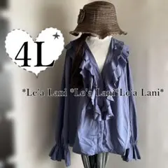 4L*春*ボタン開閉*大人上品フリルブラウス♪大きいサイズ*レディース