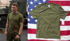 米軍放出品 未使用 USMC　OD　Ｔ−シャツ　L　ドライ　TS975のサムネイル