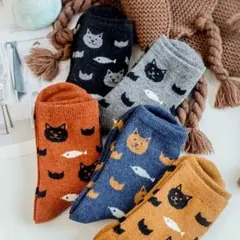 猫 魚 レディース 靴下 まとめ売り ソックス 可愛い 防寒 あったか アニマル