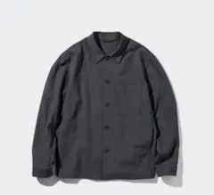 UNIQLO 感動シャツジャケット　ウールライク　ダークグレー　XL