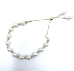 新品　パールブレスレット　サイズ調整　春　ゴールド　真珠　華奢　ドレスフォーマル