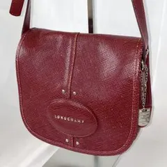 ロンシャン クアドリ ショルダーバッグ レザー ボルドー 裏地総柄