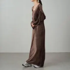 【earthy_】ベロアショートプルオーバータンクワンピセット