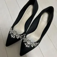 RAYDI ビジュー付き ブラックハイヒール 23.0cm