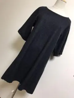 美品★ギャルリーヴィーシンプルウールワンピース日本製グレー★7403