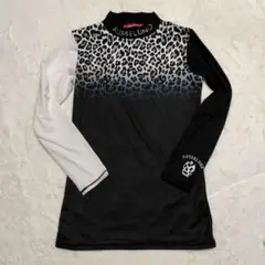 【美品】ラッセルノ 長袖ハイネックシャツ 黒×白 メンズ 4(M) ゴルフウェア