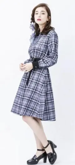 【最終値下げ！】アクシーズファム　モールチェック柄シャツワンピース