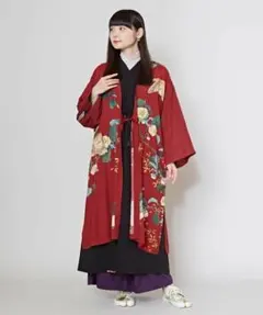 花鳥 長羽織 日本画家 幸野楳嶺 楳嶺花鳥画譜 羽織り 着物 名品