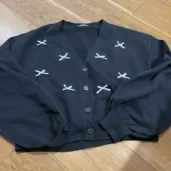 COL'ZA リボン装飾 黒 カーディガン M