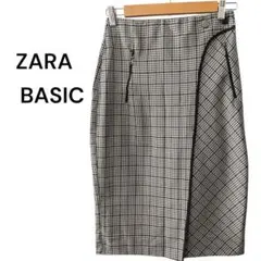 ZARA BASIC ザラベーシック　千鳥柄ラップ風スカート　巻きスカート