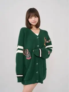 ダーリッチカレッジワッペンVネックニットカーディガン