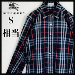 【大人気】バーバリー ノバチェック シャドーホースロゴ 総柄 シャツ 黒 Sのサムネイル