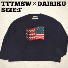 TTTMSW×DAIRIKU◆インサイドアウト 星条旗 ニット 濃紺 F