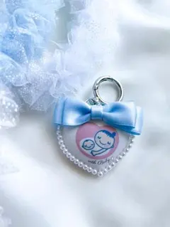 【両面】ブルーリボンマタニティチャームかキーホルダー