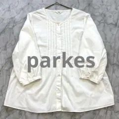 【Parkes 】パークス ピンタック レース ブラウス シャツ 綿100%