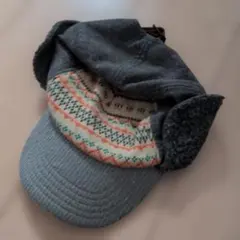 グレー柄入りフリースキャップ