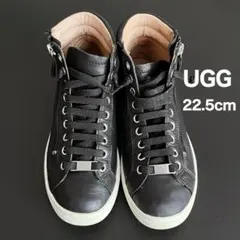 295○ UGG ブラックレザー ハイカットスニーカー 23 - メルカリ