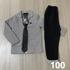 千鳥格子柄 ジャケット パンツ ネクタイ セット 100cm
