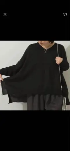 「Mal.」 レレさんブラック ワイドドレープニットプルオーバー