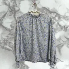 花柄 パール 長袖 ブラウス