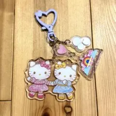パークシチュエーション カラフルハートキーホルダー ハローキティ＆ハローミミィ