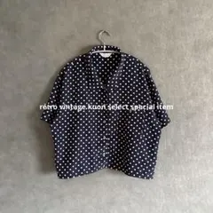 昭和レトロ総柄シャツ　半袖シャツ　ヴィンテージ　水玉模様　トレンド　古着コーデ