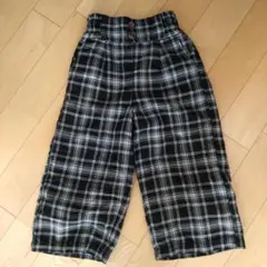 イオン　チェック柄ワイドパンツ　裏起毛インナー付き120